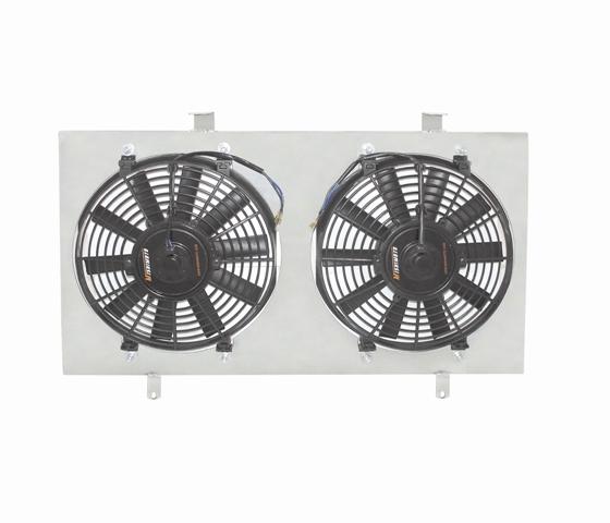 Mishimoto aluminum fan shroud kit for Nissan 240sx S14 SR20DET, featuring a durable, lightweight shroud for improved cooling.