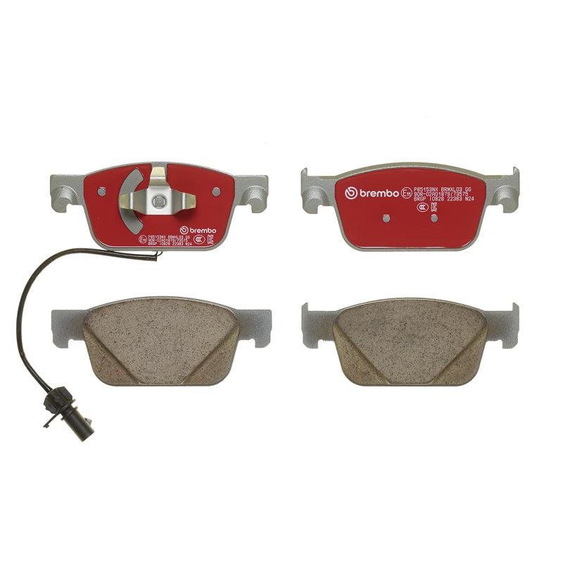 Brembo OE ceramic brake pads for Audi A4 B9 and A5 models, front view showing high-performance brake pad design.
