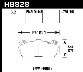 Hawk Performance racing brake pads for BMW M2/3/4/5/6, front DTC-60 motorsport brake pads with metal backing and friction material.