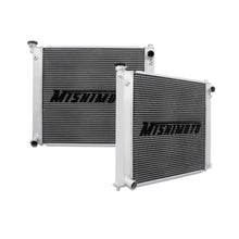 Load image into Gallery viewer, Mishimoto aluminum radiator for 1990-1996 Nissan 300ZX Turbo, manual transmission, with silver cooling fins and mounting brackets.