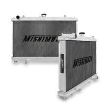 Load image into Gallery viewer, Mishimoto aluminum radiator for Nissan 240sx S14 SR20DET engine, showing the sleek, lightweight radiator with cooling fins and inlet/outlet ports.