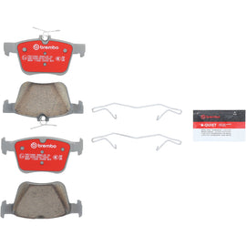 Brembo OE ceramic rear brake pads for Audi A3 8V1/8VK and Audi TT FV3/FVP, showing the brake pad design and packaging.