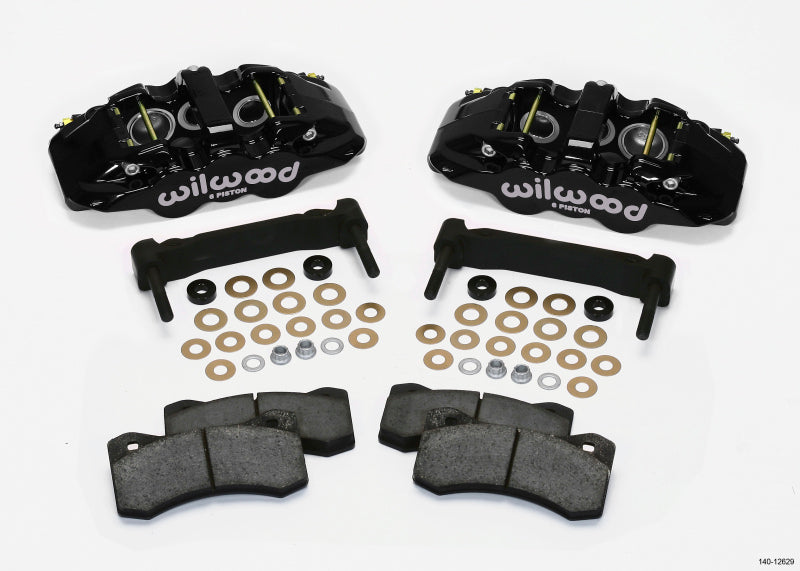 Wilwood AERO6 front brake caliper and bracket kit in black for 97-13 Corvette C5/C6 with OEM HD/Z51 rotors, big brake upgrade.