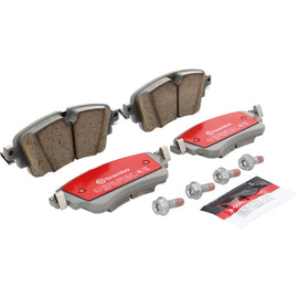 Brembo OE ceramic rear brake pads for Audi A4 B9 and A5 models, showcasing the brake pad design and packaging.