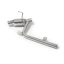 Load image into Gallery viewer, Mishimoto Chevrolet Camaro SS 2016+ quad-tip axle-back exhaust with polished tips, showcasing the sleek stainless steel design and quad outlets.