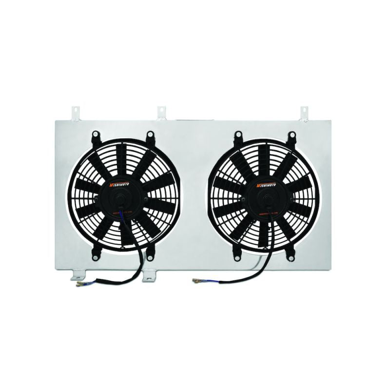 Mishimoto aluminum fan shroud kit for 1990-1997 Toyota MR2, includes fan shroud and mounting components for cooling system upgrade.
