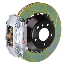 Brembo 22+ GT86 rear brake kit with 4-piston cast slotted 345x28mm two-piece rotor in silver for high-performance braking.