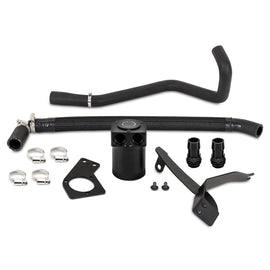 Mishimoto 2022+ Subaru WRX baffled oil catch can with PCV side, designed to improve engine ventilation and reduce oil vapor.