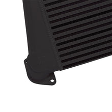 Load image into Gallery viewer, Mishimoto 2008-2014 Subaru WRX top-mount intercooler kit with black powder-coated intercooler and black silicone hoses.