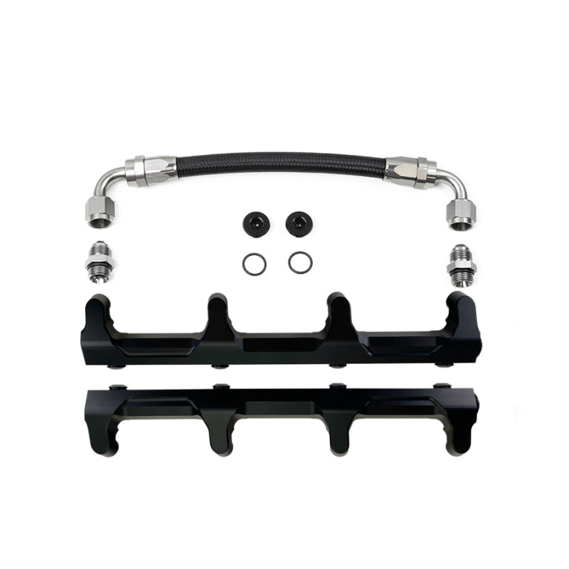 DeatschWerks Chevrolet LSA/LS9 fuel rails with crossover, metal fuel rails for high-performance LS engine applications.