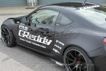 Load image into Gallery viewer, GReddy 13+ Scion FR-S full wide body Aero Kit with Rocket Bunny style fenders and side skirts, without GT wing, on a white car.