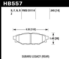 Load image into Gallery viewer, Hawk Performance high-performance street rear brake pads for Subaru BRZ 2013-2014, 277mm front disc, solid rear disc, performance brake pads