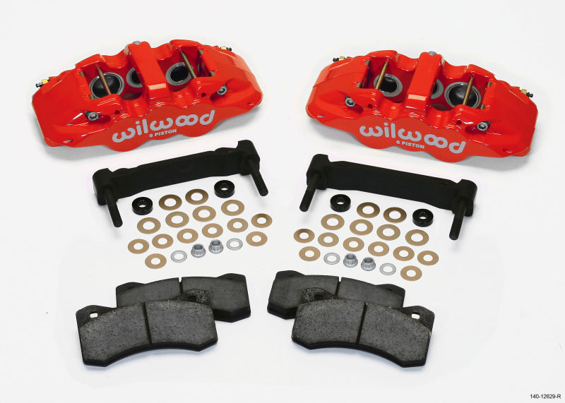 Wilwood AERO6 front brake caliper and bracket kit in red for 97-13 C5/C6 Corvette with OEM HD/Z51 rotors, big brake upgrade.