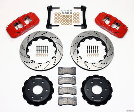 Wilwood AERO6 front truck big brake kit with 14.25-inch drilled red rotors for 1999-2014 GM 1500 trucks and SUVs.
