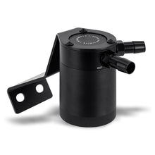 Load image into Gallery viewer, Mishimoto baffled oil catch can kit installed in a 2022+ Subaru BRZ or Toyota GR86 engine bay, showing the black catch can and hoses.