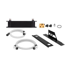 Load image into Gallery viewer, Mishimoto black thermostatic oil cooler kit for 2002-2005 Subaru WRX and STi, showing the compact oil cooler components.
