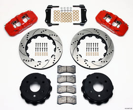 Wilwood AERO4 Rear Truck Big Brake Kit with 14.25-inch drill red caliper for 1999-2010 GM 1500 SUVs, OE 1-piston caliper