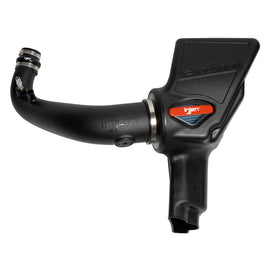 Injen 15-22 Ford Mustang 2.3L Turbo Evolution Cold Air Intake installed, showcasing the sleek intake tube and air filter system.
