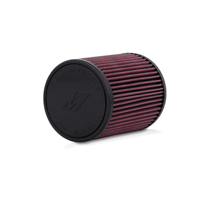 Mishimoto 2015 Subaru STi cold air intake in wrinkle red, featuring sleek intake tubing and filter for performance enhancement.