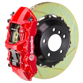 Brembo performance front brake kit for Corvette C8 Z51 with 6-piston cast slotted rotors and red finish, 380x32mm size