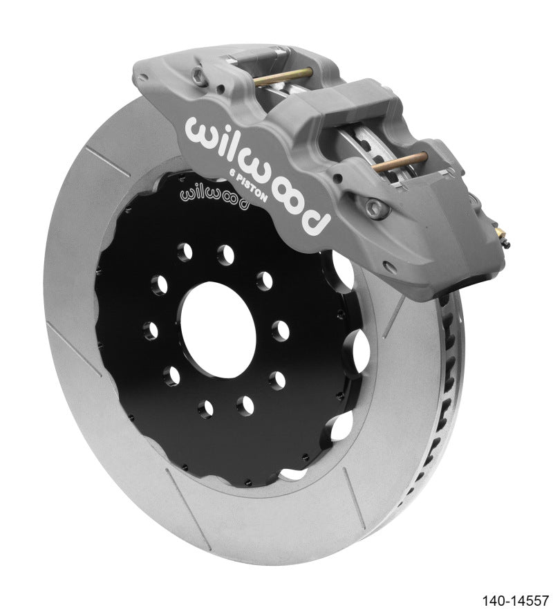 Wilwood AERO6 front big brake race kit in black for Chevrolet Corvette Z06 C5/C6, includes large brake calipers and rotors